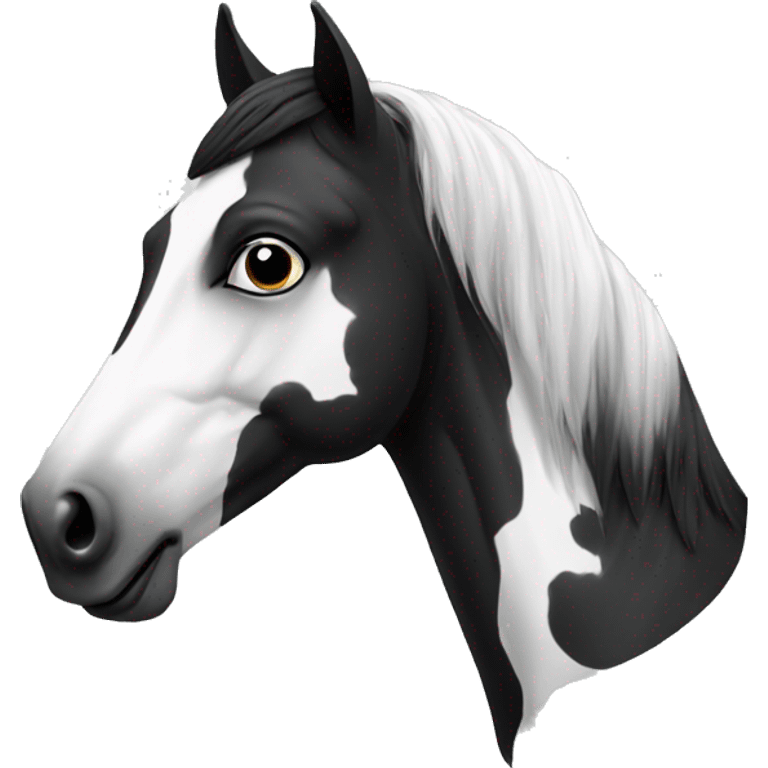 Black and white horse with dot on nose emoji