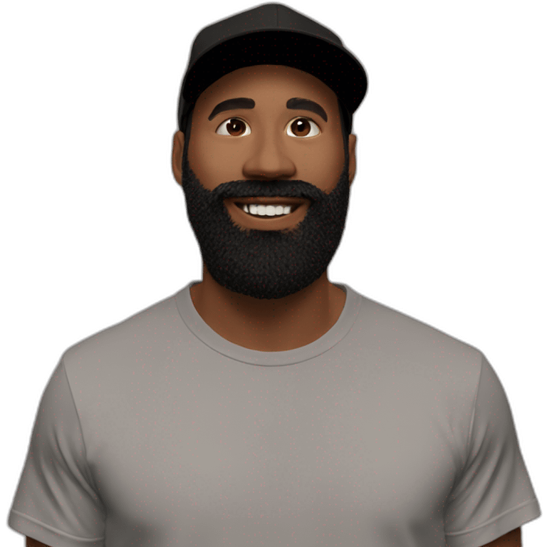 man face brown beard black black stl baseball hat emoji