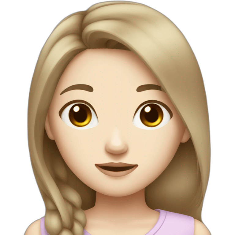 Chinese girl brown hair white skin emoji