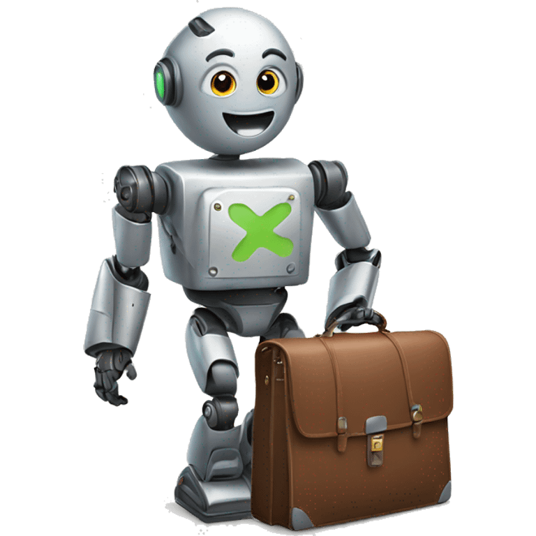 happy robot holds briefcase emoji