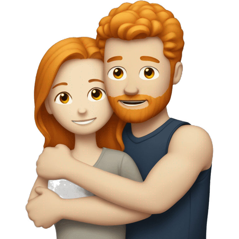 Ginger girl hugging white man  emoji