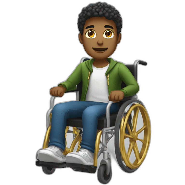 Guy on a wheelchair with gold chains emoji