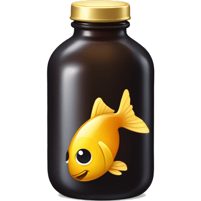 Dark glass bottle with fish oil emoji