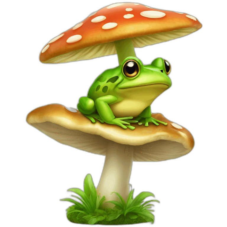 Frog on a mushroom  emoji