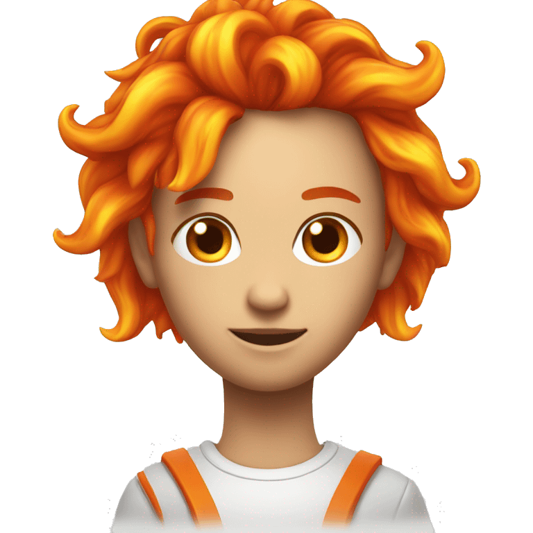 A face player with fire hair  with face only, pearl white background  emoji