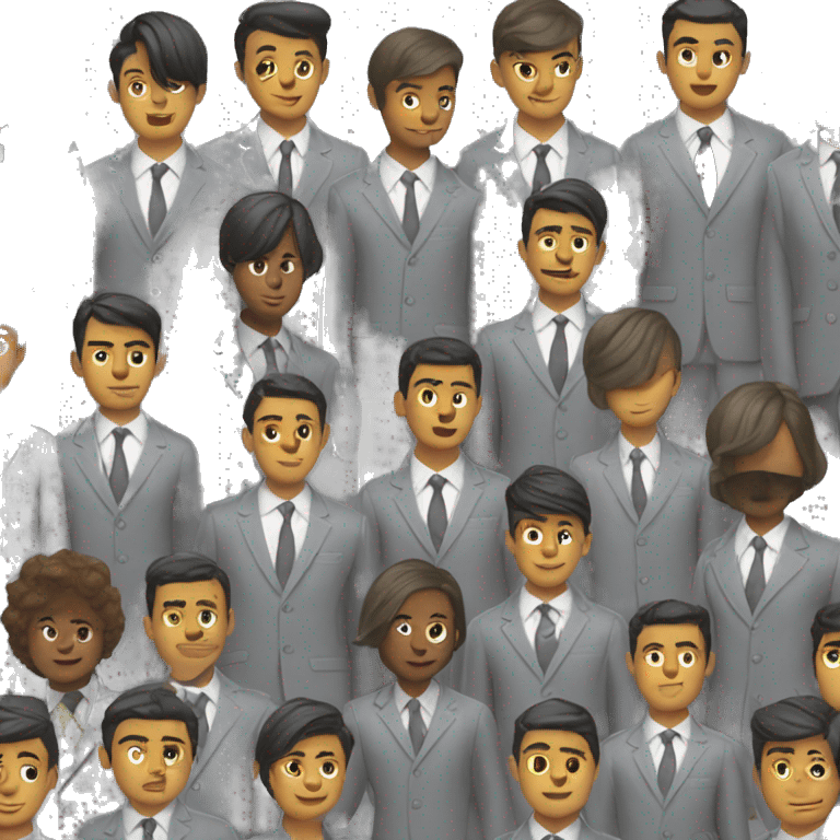 haircut being done for teen in gray suits  emoji