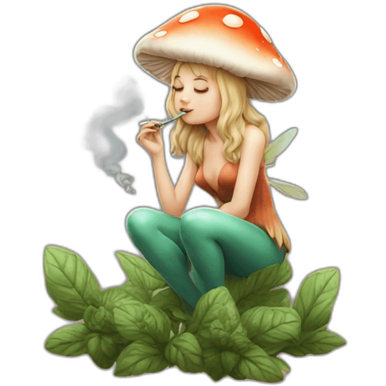 cute mushroom fairy smoking herbs emoji