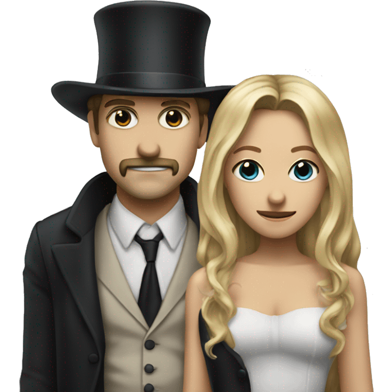 Imagine of a couple where the guy is jack ripper and the girl has long blonde hair  emoji