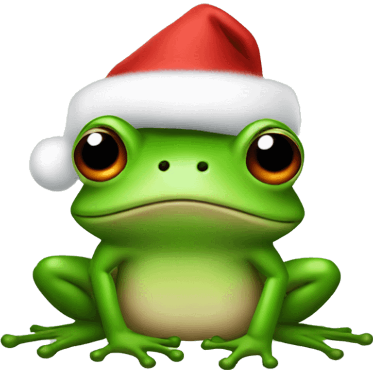 A frog with a christmas style santa hat emoji