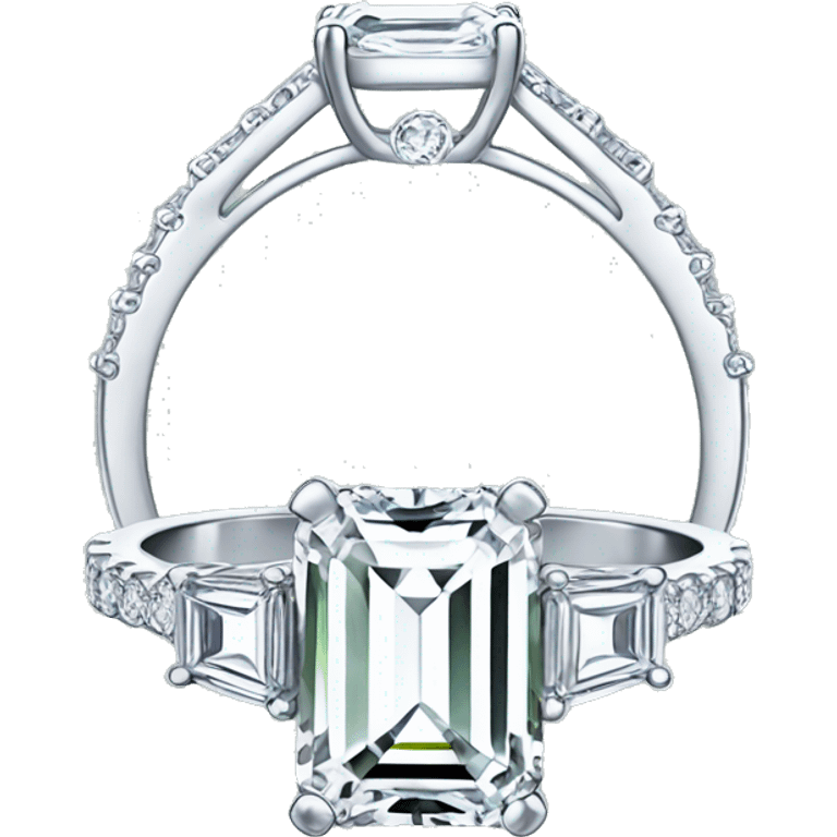 Silver emerald cut engagement ring emoji