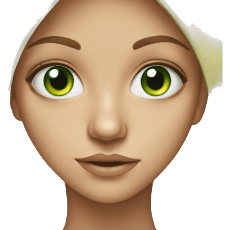 realistic portrait of girl green eyes  emoji