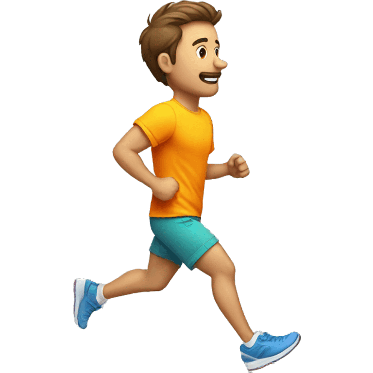 men with short pants, shirt print with sarcasm, colorful running shoe emoji