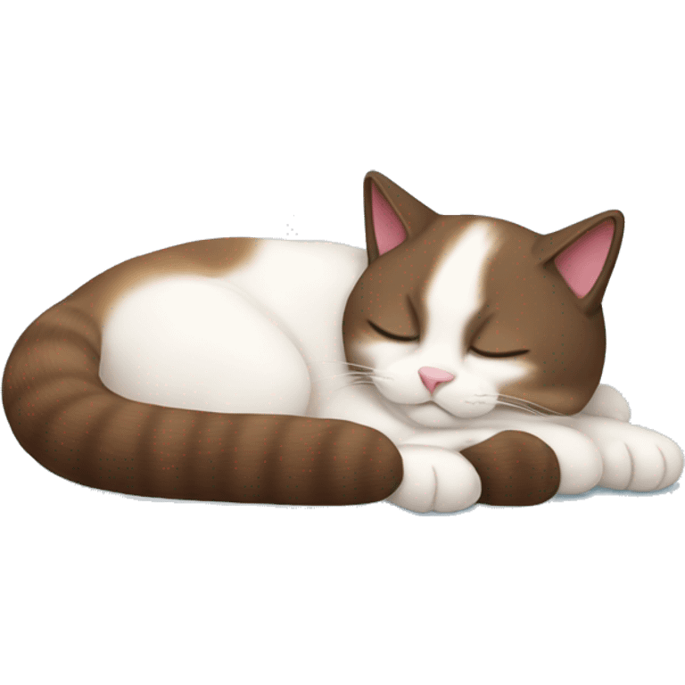 snowshoe cat sleeping with a toy emoji