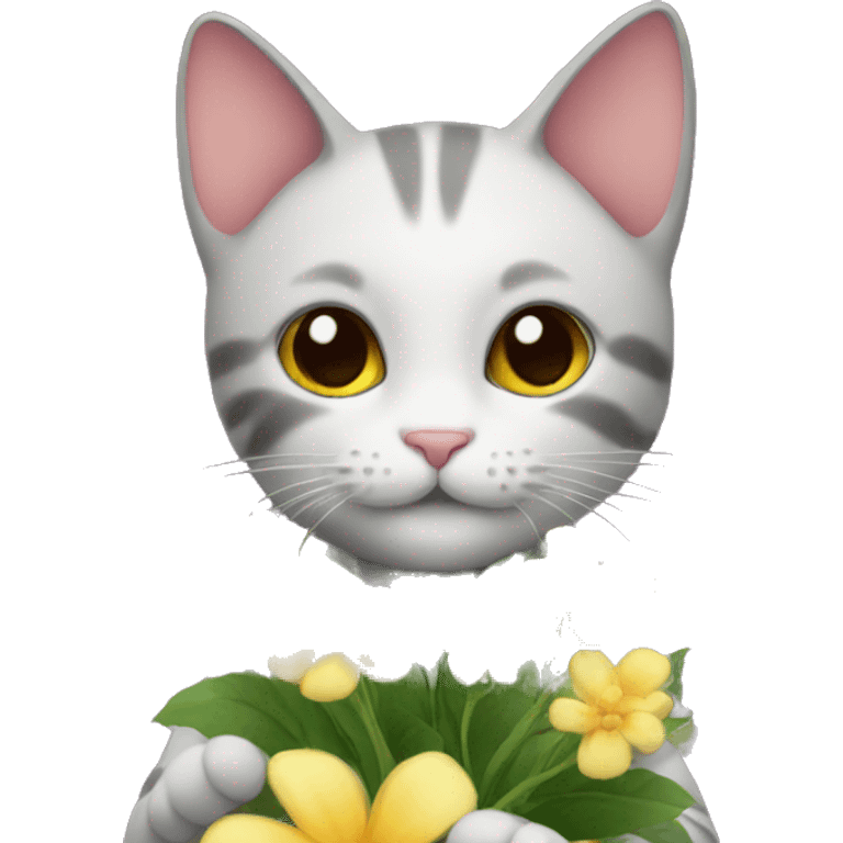 Cat holding flowers emoji