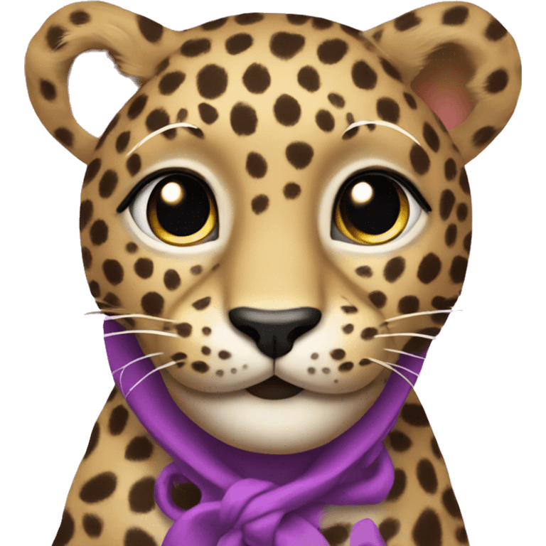 leopard with abright purple coat and pink polka dots emoji