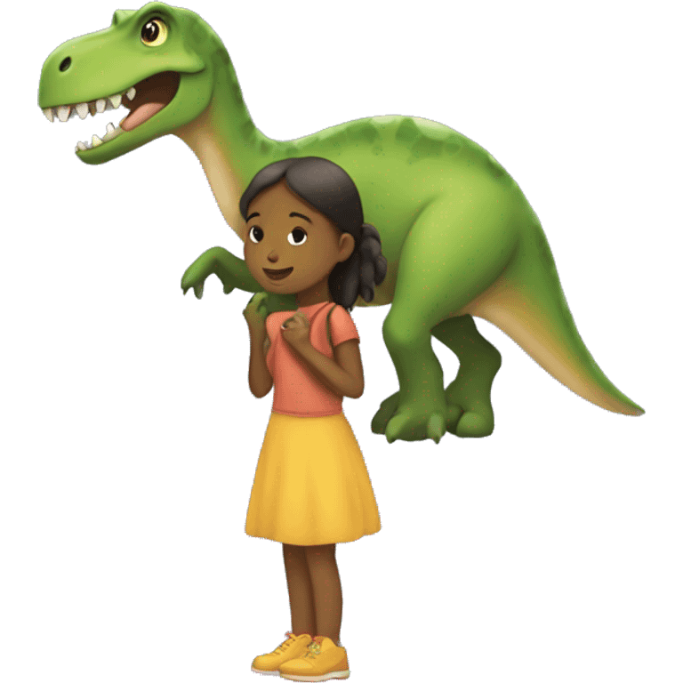 Girl carrying a dinosaur  emoji