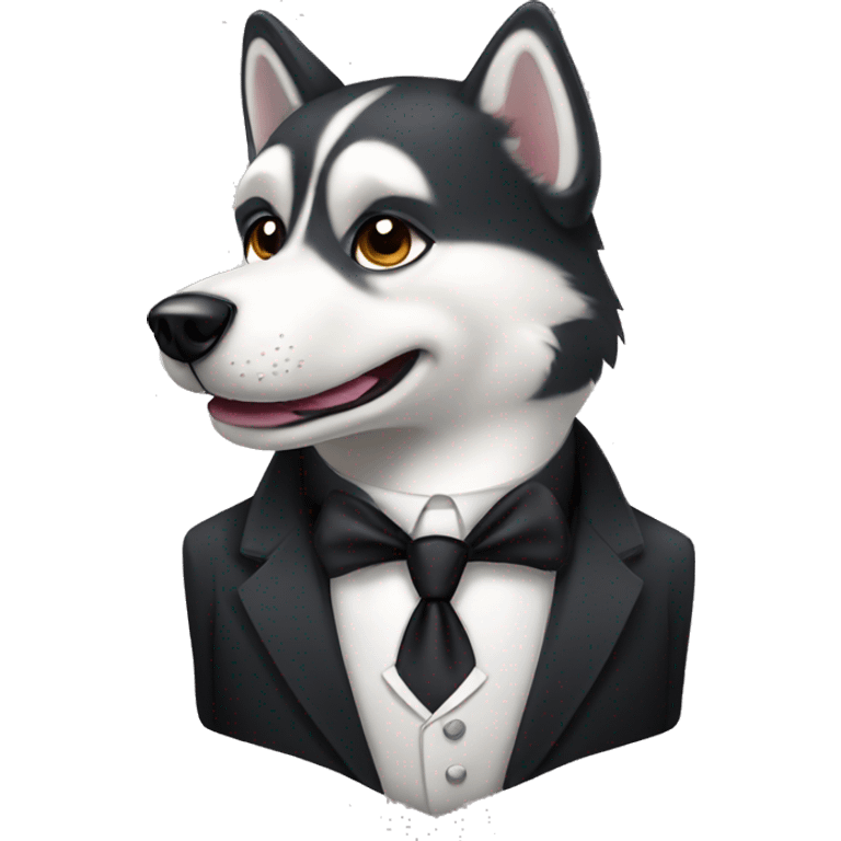 Husky dog wearing tuxedo with mustache  emoji