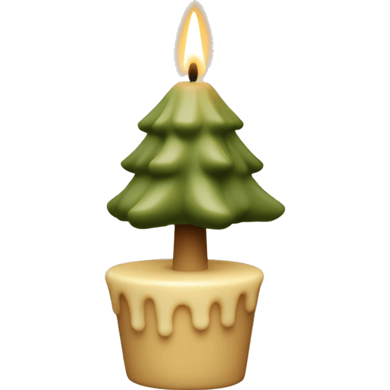 beige wax candle shaped like a pine tree emoji