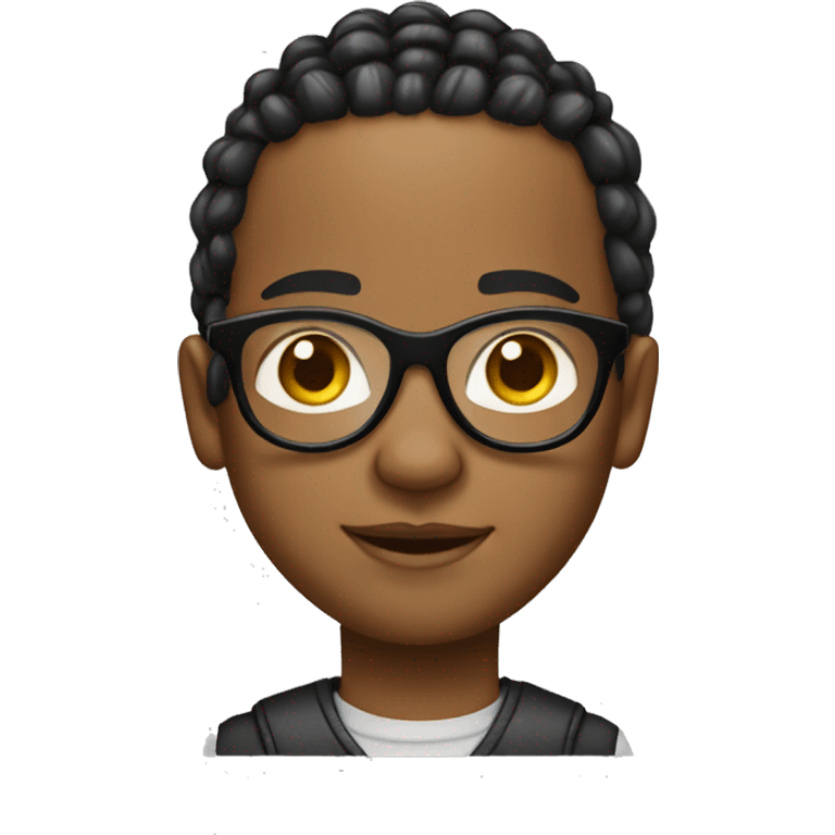 Light skin black kid with four cornrows wearing clear glasses emoji