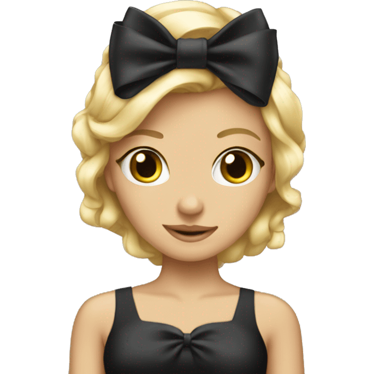 Black dress blonde princess bow emoji