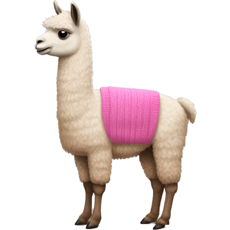 Llama  showing full body wearing a pink sweater emoji