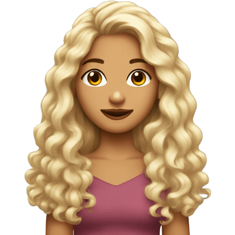 fille peau hâlée longs cheveux bouclés emoji