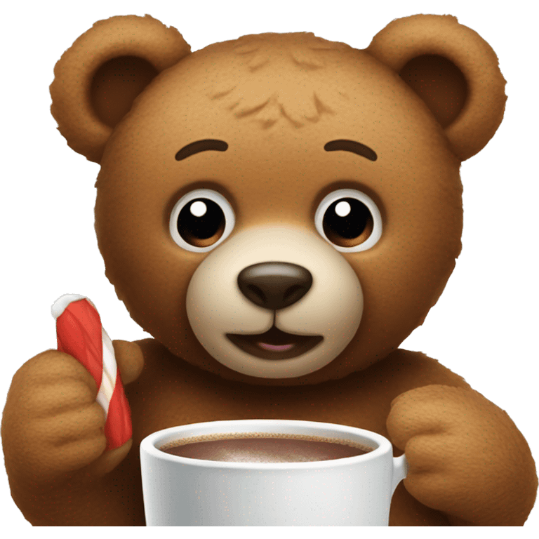 Teddy bear with hot cocoa emoji