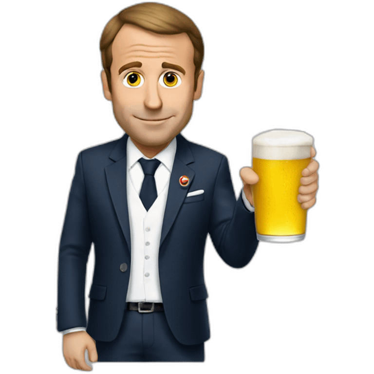 Macron drink some beer emoji