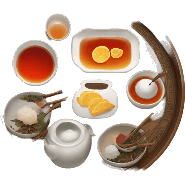 chinese tray with tea emoji