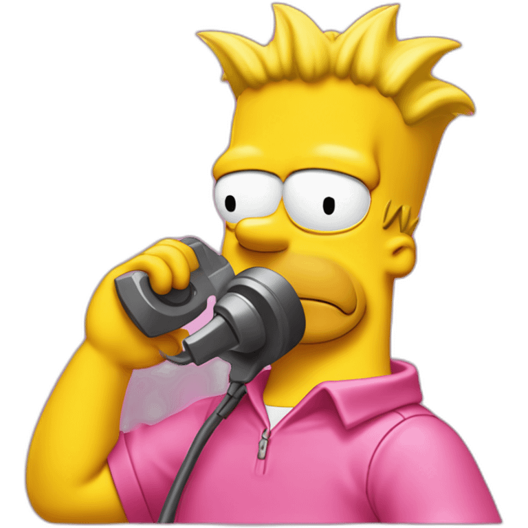 Bart simpson dressed as camrom pink outfit making a phone call on a flip phone emoji