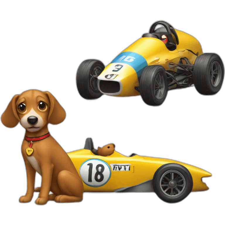 racing car and dog emoji