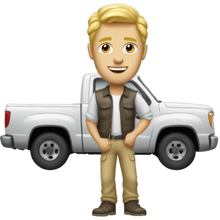 Blonde dude detailing a truck emoji