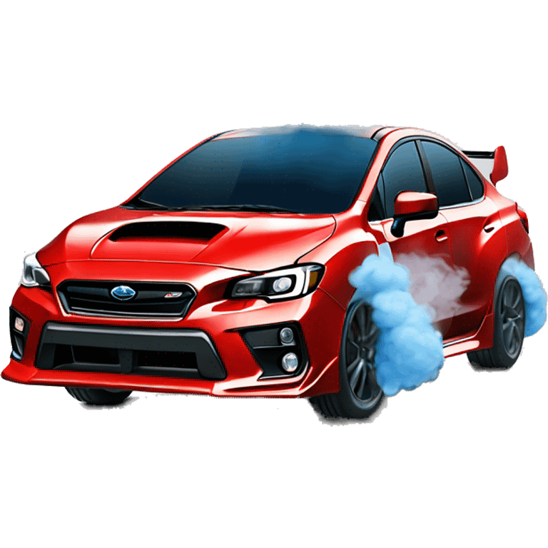 Blue subaru wrx with smoke going out from exhaust emoji