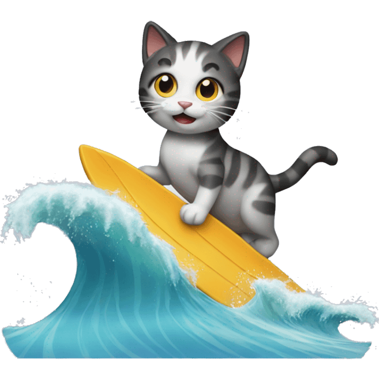 Cat riding a wave emoji