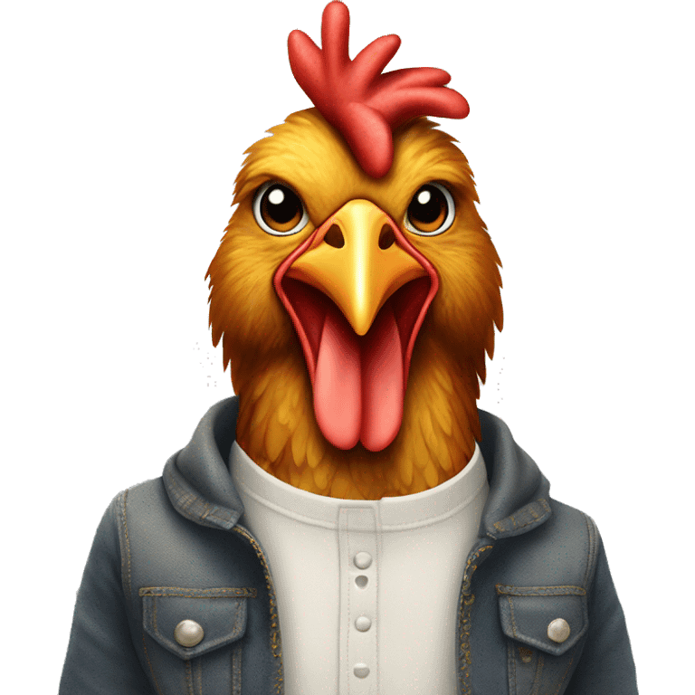 Chicken with clothes  emoji