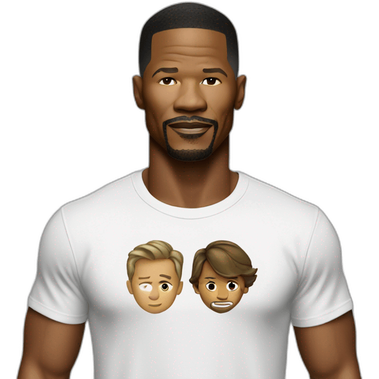 actor Jamie Foxx wearing t-shirt emoji