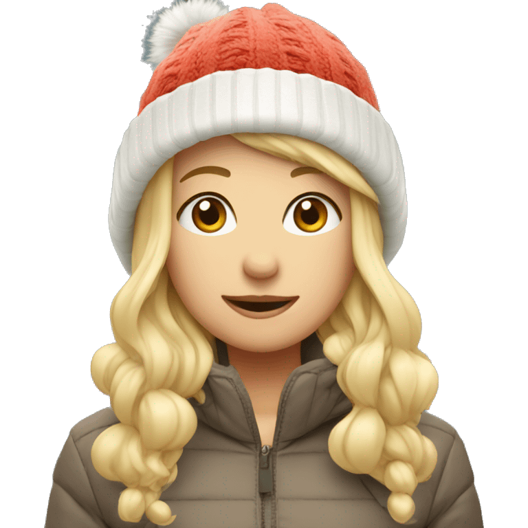 Cute blond with winter hat emoji