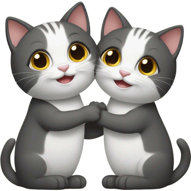 two cats holding hands emoji