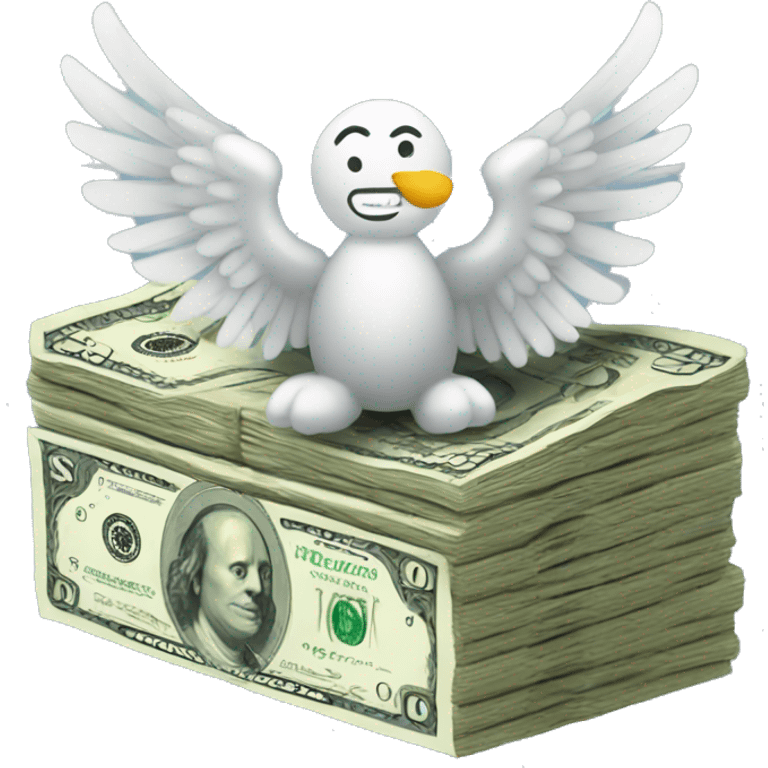 A stack of dollars with wings emoji