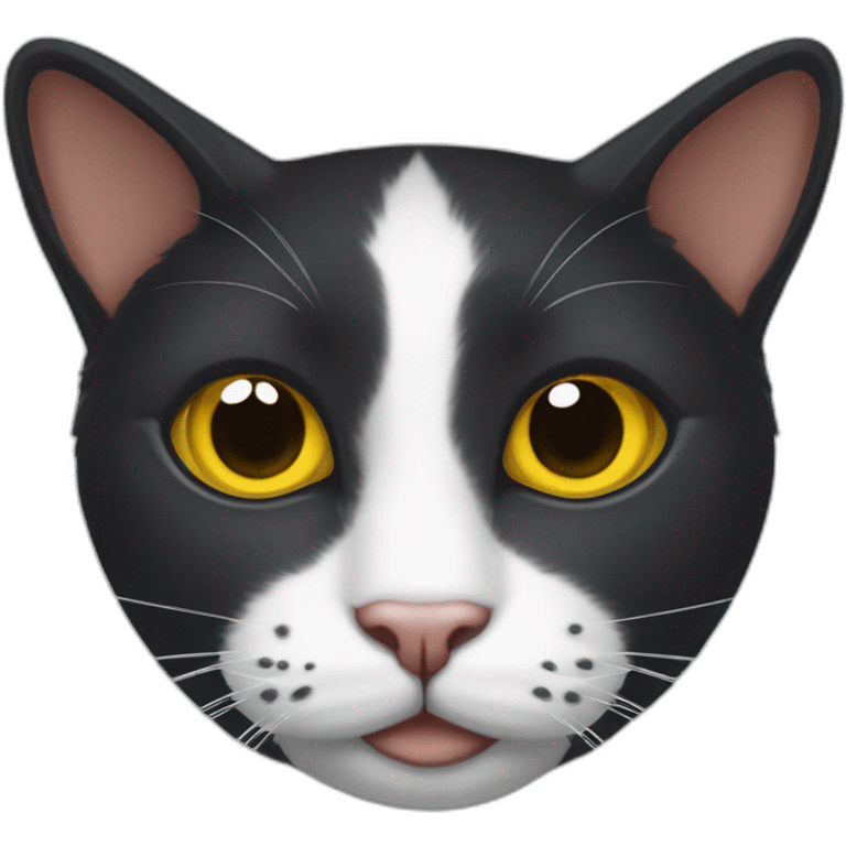 Gato negro con manchas blancas-ojos amarillos emoji