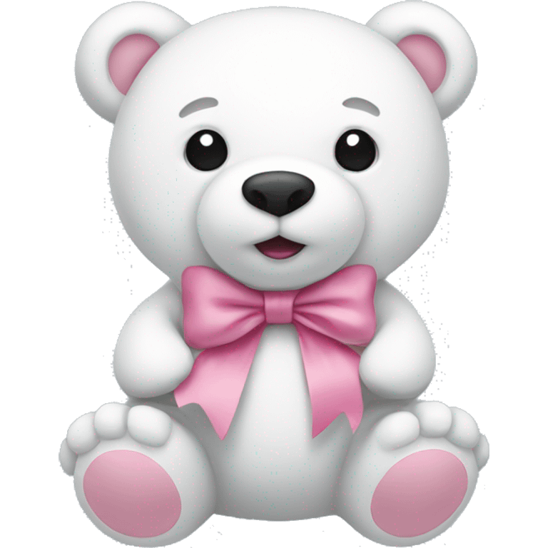 white bear stuffed animal with a pink bow emoji