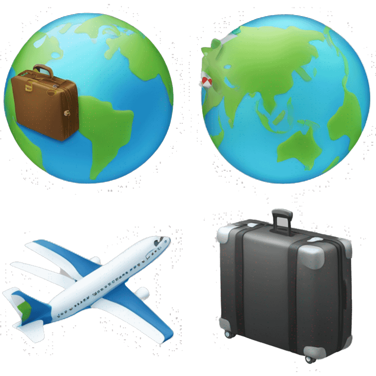 earth with a suitcase an a plane emoji