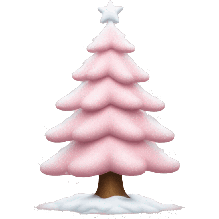 baby pink christmas tree with snow on top emoji