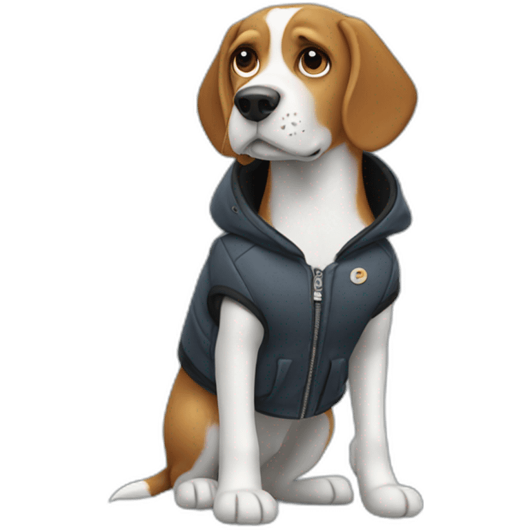 Beagle avec une veste emoji