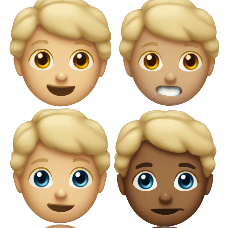 a blond toddler with blue eyes with peanut butter and jelly on his face emoji