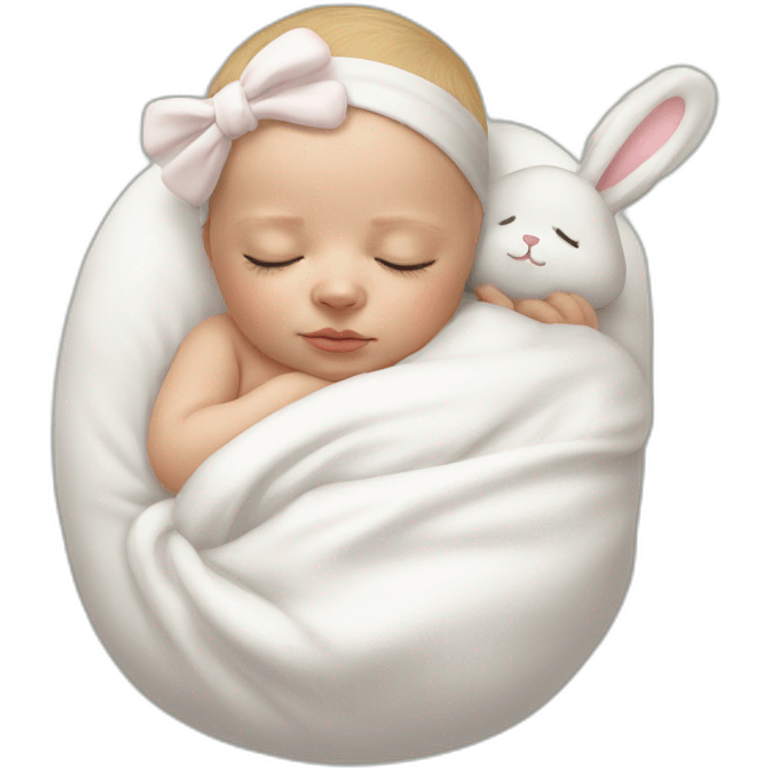 Sleeping white Newborn with bunny headband emoji