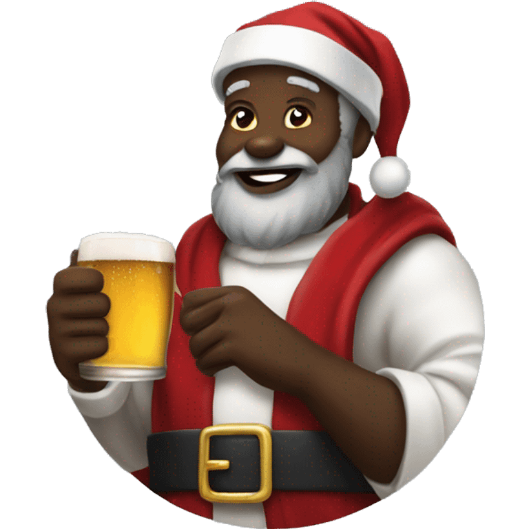 Black Santa drinking a beer emoji