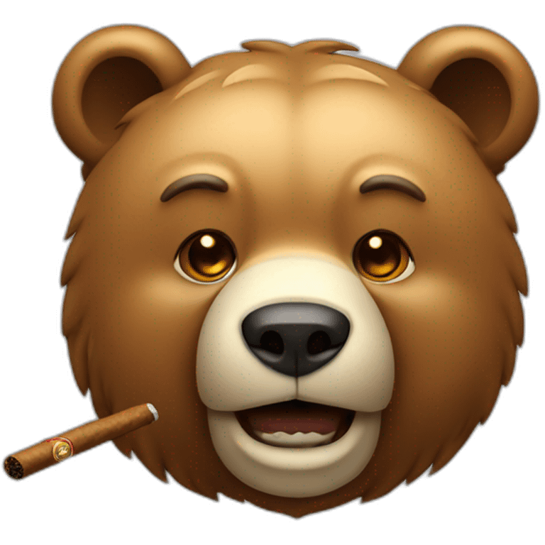 Bear head with a lighted cigar emoji