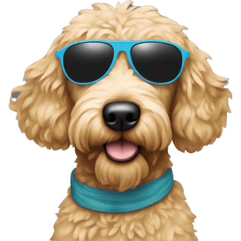 Goldendoodle wearing sunglasses emoji