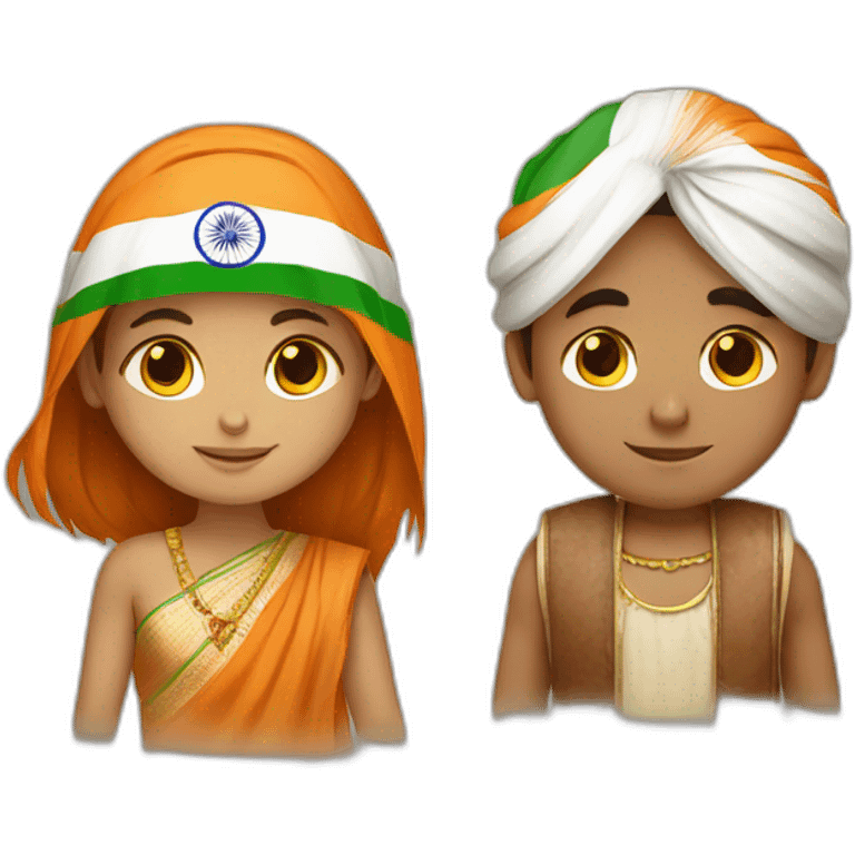 boy and girl with indian flag emoji